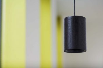 Black Stained Oak Cylinder Pendant